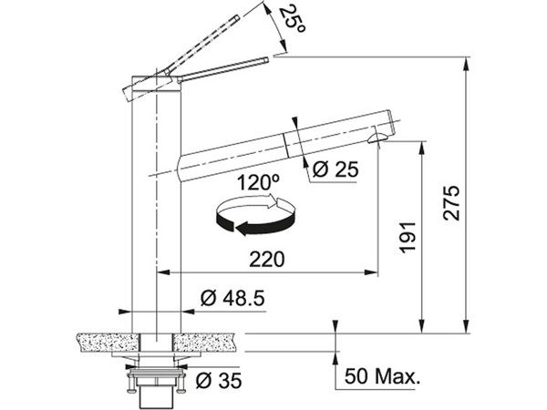 Franke Tango Neo с выдвиж.шлангом нерж.сталь смеситель