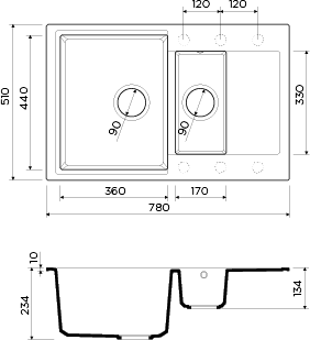 Omoikiri Daisen 78-2-PA Artgranit/пастила мойка