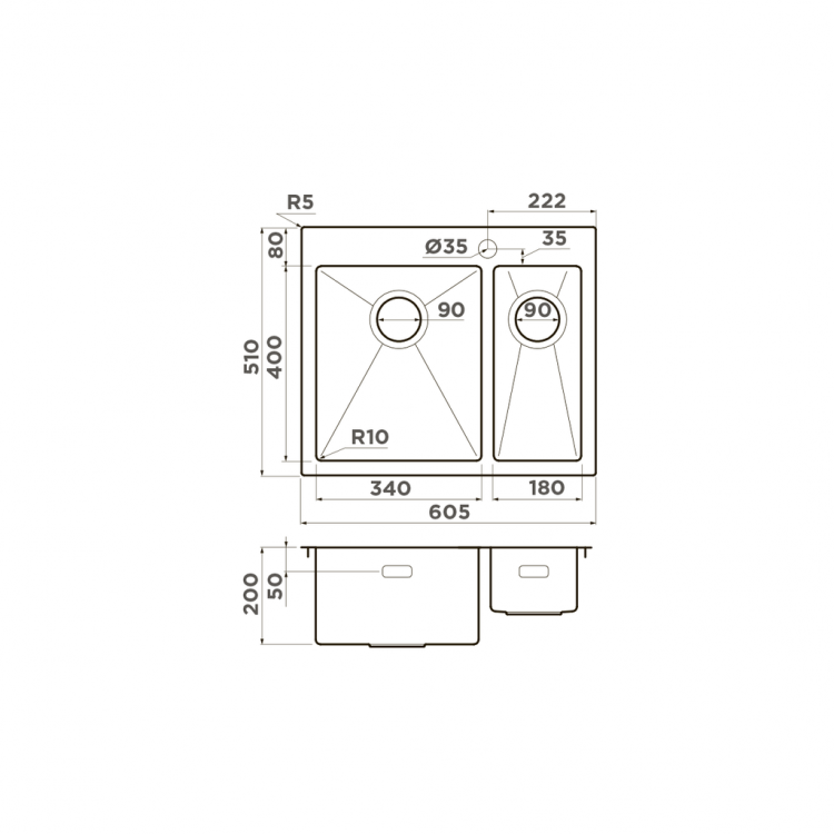 Omoikiri Akisame 60-2-IN-L мойка