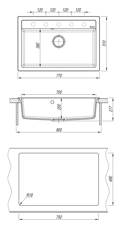 Florentina Липси 770 бежевый мойка гранитная