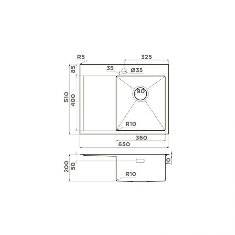 Omoikiri Akisame 65-LG-R светлое золото мойка