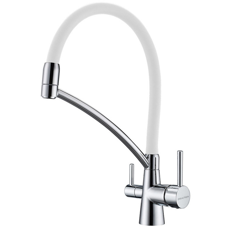 Paulmark SIEGEN хром белый шланг смеситель