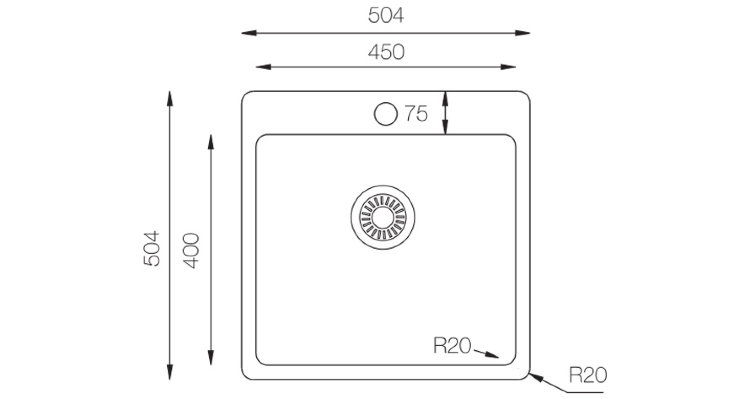 TopZero ME500.500.GT10K, нержавеющая сталь кухонная мойка