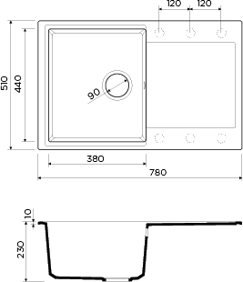 Omoikiri Daisen 78-DC Artgranit/темный шоколад мойка