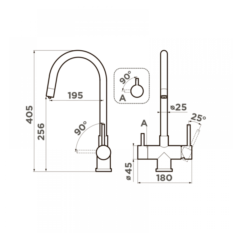 Omoikiri Akita нерж.сталь смеситель