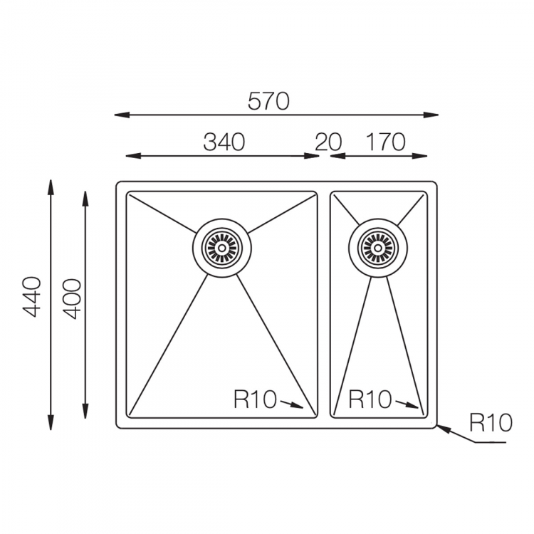 TopZero TNL340.70.30 12K L кухонная мойка