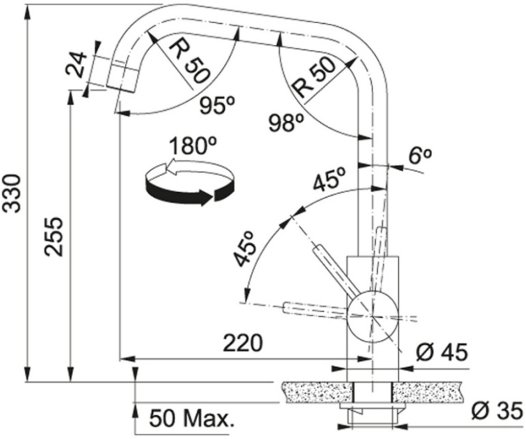 Franke Kubus нерж.ст. смеситель