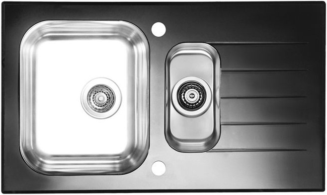 Alveus GLASSIX 20 RAL9005-90 (черный цвет) 860X500 1 +1/2 кухонная мойка