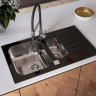 Alveus GLASSIX 20 RAL9005-90 (черный цвет) 860X500 1 +1/2 кухонная мойка