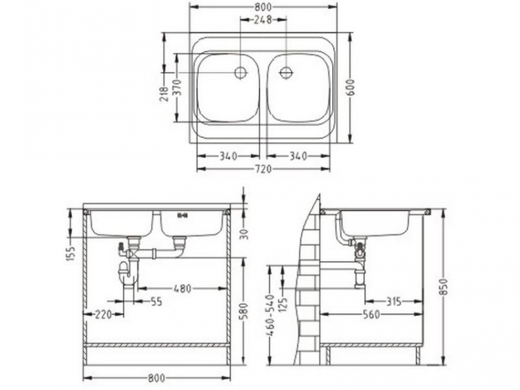 Alveus CLASSIC 40 NAT 800X6002X1071240 кухонная мойка