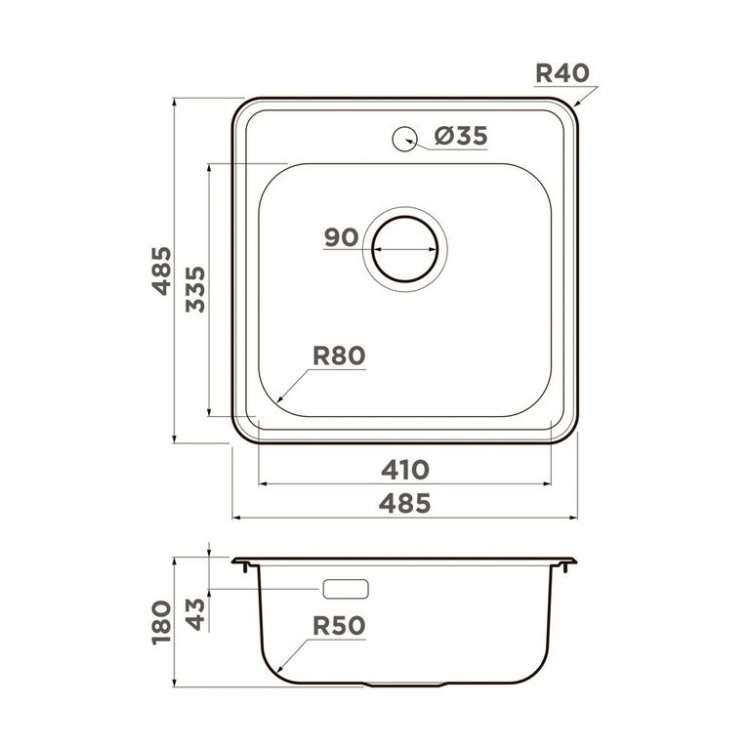 Omoikiri Notoro 48-SI Matt нерж.сталь/silver matt мойка