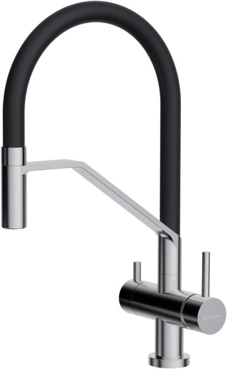 Omoikiri Akeno BN латунь/нержавеющая сталь/черный смеситель