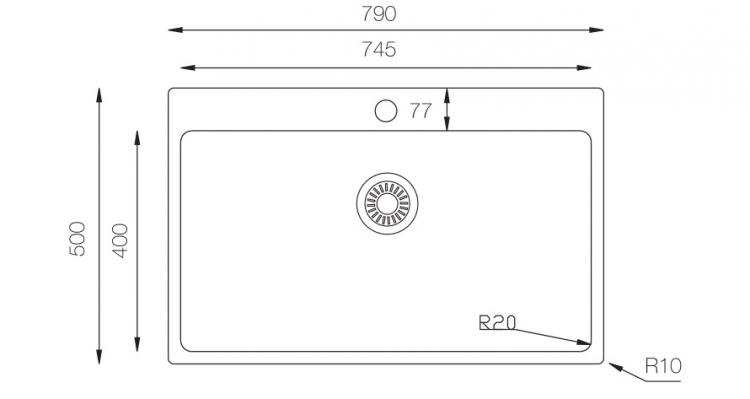 TopZero Micro ME790.500 нержавеющая сталь полированная