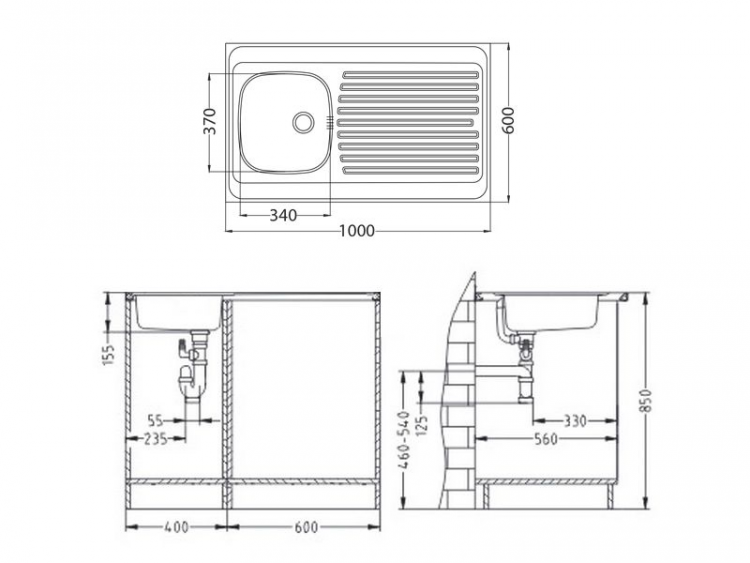 Alveus CLASSIC 70 NAT 1000X600 1X кухонная мойка