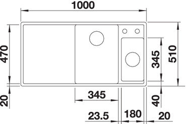 Blanco AXIA III 6 S кофе чаша справа, столик ясень) мойка