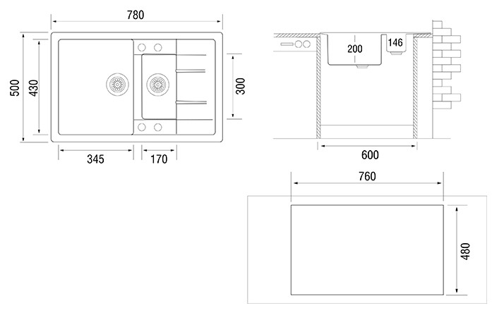 TopZero Valentina 780.500.15-40 Galaxy мойка искуственный гранит
