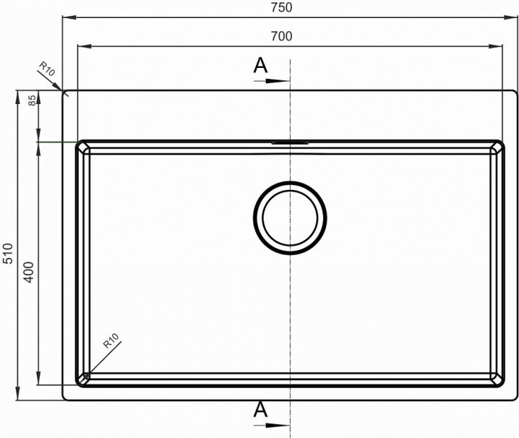 Florentina Логика-НМ 750.510.10.10 мойка врезная