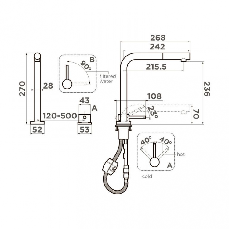 Omoikiri Nara 2 Plus-S-BN латунь/нержавеющая сталь смеситель