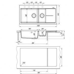 Florentina РОССАНА антрацит мойка накладная