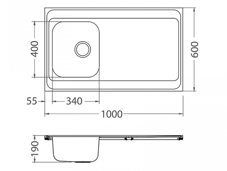 Alveus CLASSIC PRO 70 SAT-90 1000X600 1X L/ I кухонная мойка