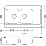 Alveus CLASSIC PRO 80 SAT-90 1000X600 2X L/ I кухонная мойка