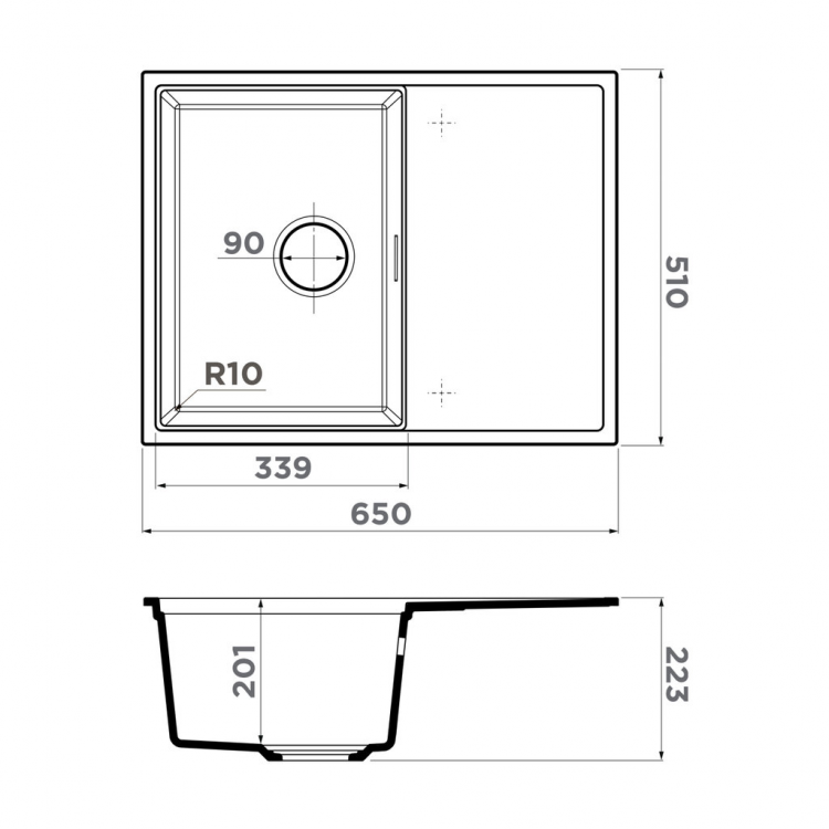 Omoikiri Yoru 64 Side-WH Artgranit/белый мойка