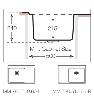 TopZero MM780.510.60.GT10K L мойка врезная