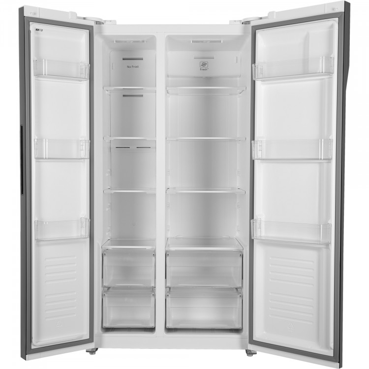 Hyundai CS5003F белое стекло холодильник Side-by-Side