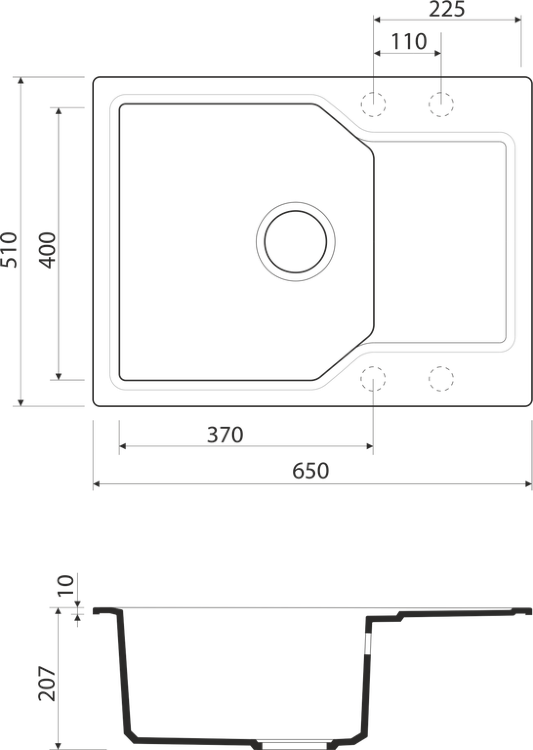 Omoikiri Yonaka 65-BL Artgranit/черный мойка