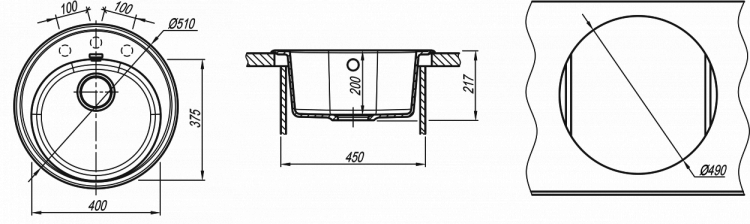 Florentina Лотос 510 шампань мойка накладная