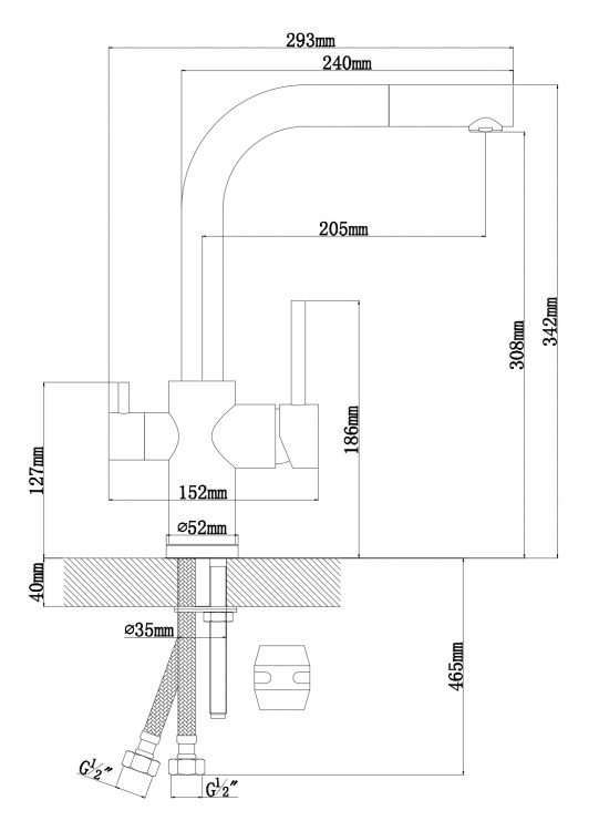 Florentina Кристалл с выдвижным изливом серый шелк смеситель