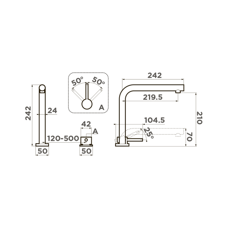 Omoikiri Nara-C латунь/хром смеситель