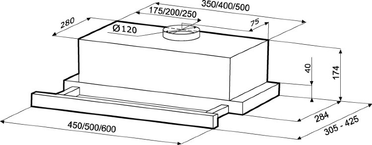 Krona steel KAMILLA 500 INOX вытяжка