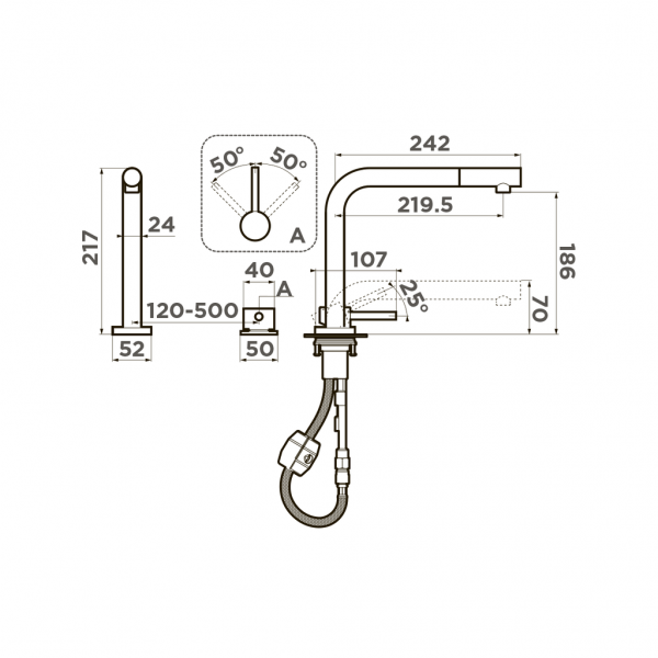 Omoikiri Nara-S-BN латунь/нержавеющая сталь смеситель