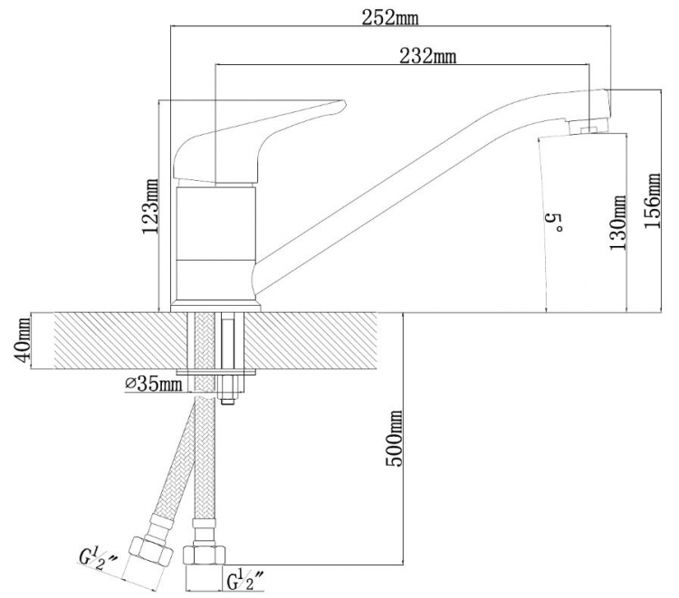 TopZero WIX 201 SS смеситель нержавеющая сталь