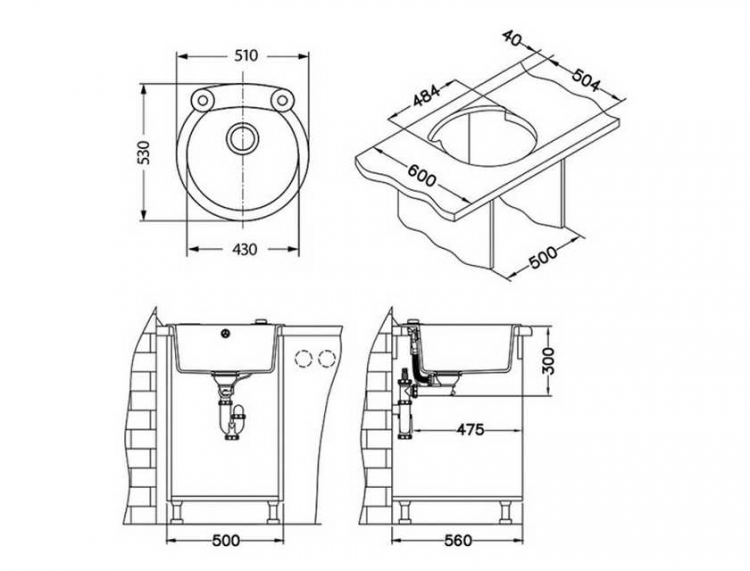 Alveus ROLL 10 GRANITAL TERRA -G22 510x530x200 1x кухонная мойка