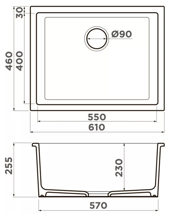 Omoikiri Okinoshima 61-U/I-SB Natceramic/smoky blue мойка