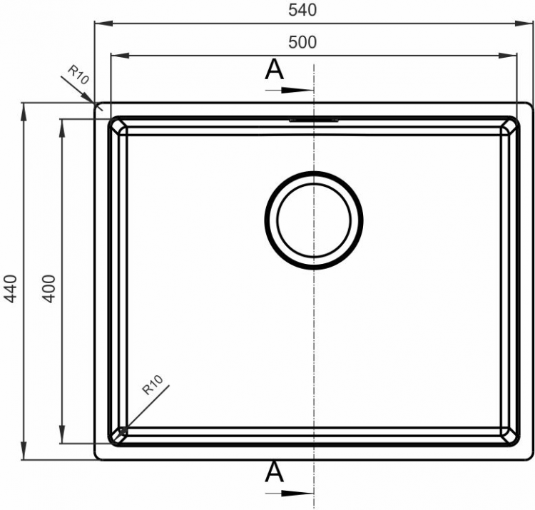 Florentina Оптима-HM 500.400.10.10 мойка подстольного монтажа