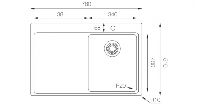 TopZero MM780.510.GT10K R мойка врезная