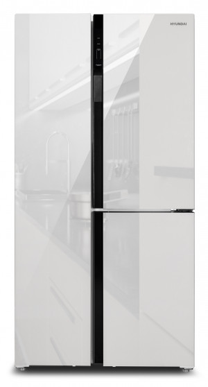 Hyundai CS6073FV белое стекло холодильник Side-by-Side