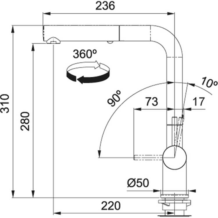 Franke Active Plus выдв.шланг матовый смеситель