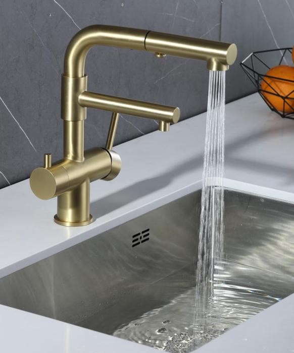 Zorg  SZR-3216 BRONZE смеситель под фильтр с вытяжной лейкой