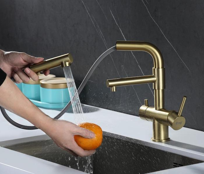 Zorg  SZR-3216 BRONZE смеситель под фильтр с вытяжной лейкой