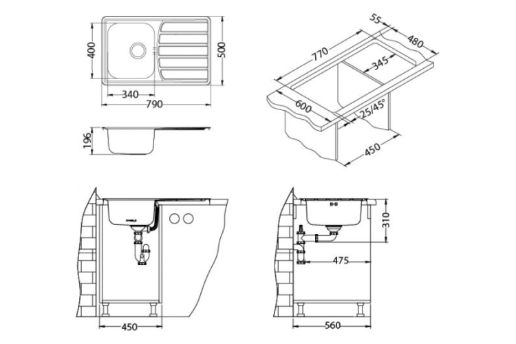 Alveus ZOOM 20 MAXIM SAT-90 790X5001X кухонная мойка