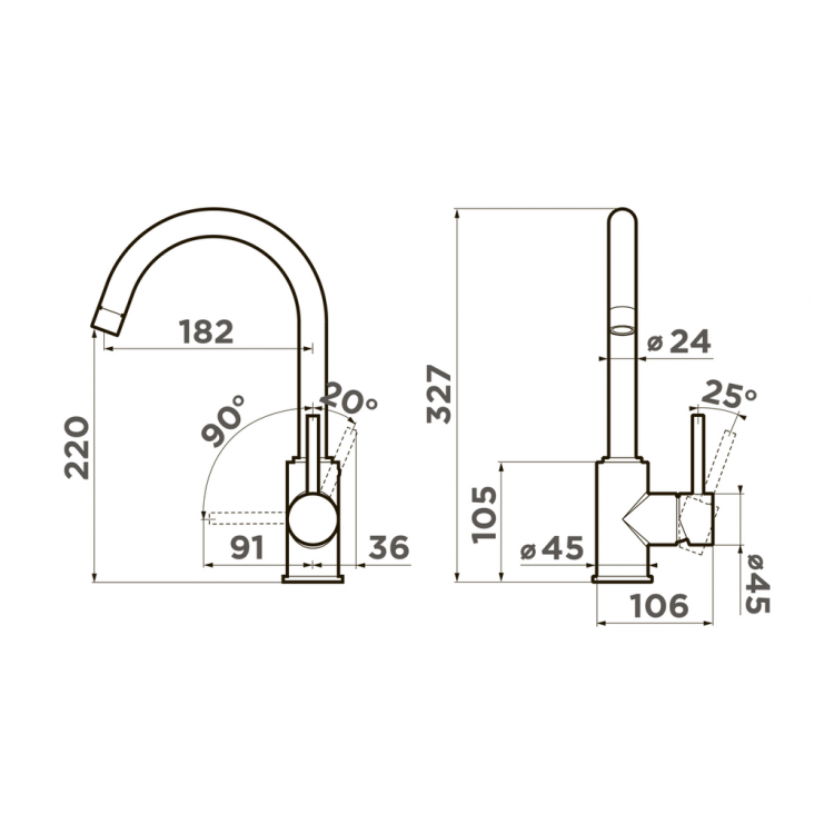 Omoikiri Shinagawa-P-WH латунь/белый смеситель