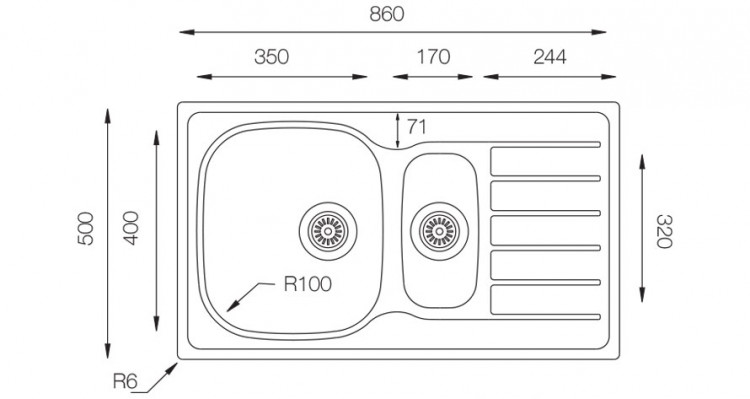TopZero HYP860.500.15GT8K мойка врезная
