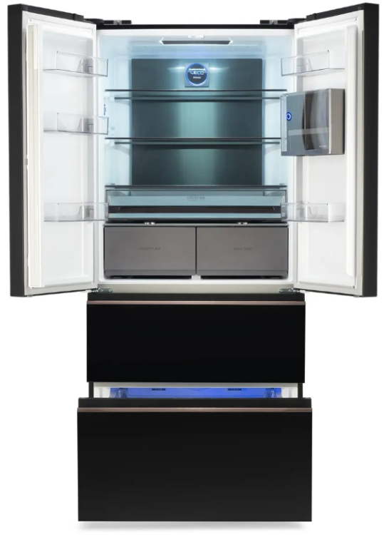 Hyundai CM55043F черное стекло холодильник трехкамерный