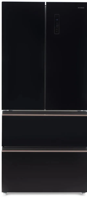 Hyundai CM55043F черное стекло холодильник трехкамерный