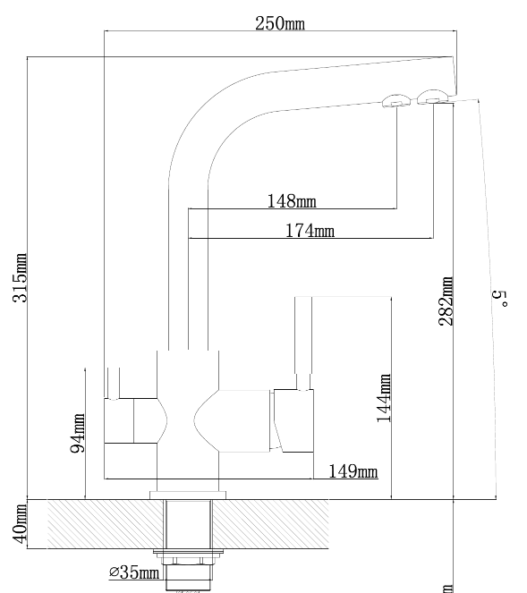 TopZero WIX 302 SS кухонный смеситель трехканальный