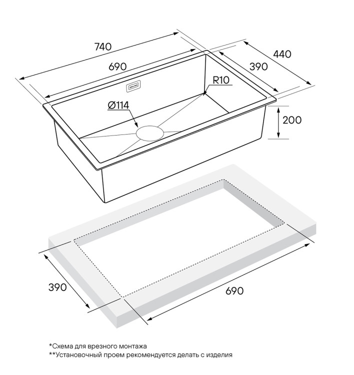 Paulmark ALLER 74 UNI нерж.сталь мойка